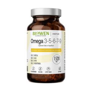 Omega 3-5-6-7-9 Biowen – kompleks kwasów omega dla mózgu i skóry | 60 kapsułek
