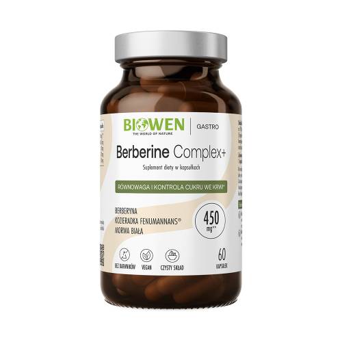 Berberine Complex+ Biowen 60 kapsułek – suplement diety z berberyną, morwą białą i ekstraktem z kozieradki Fenumannans®.