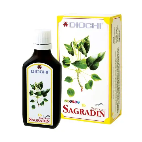 Diochi Sagradin 50 ml – butelka i opakowanie kropli ze smoczą krwią Croton lechleri