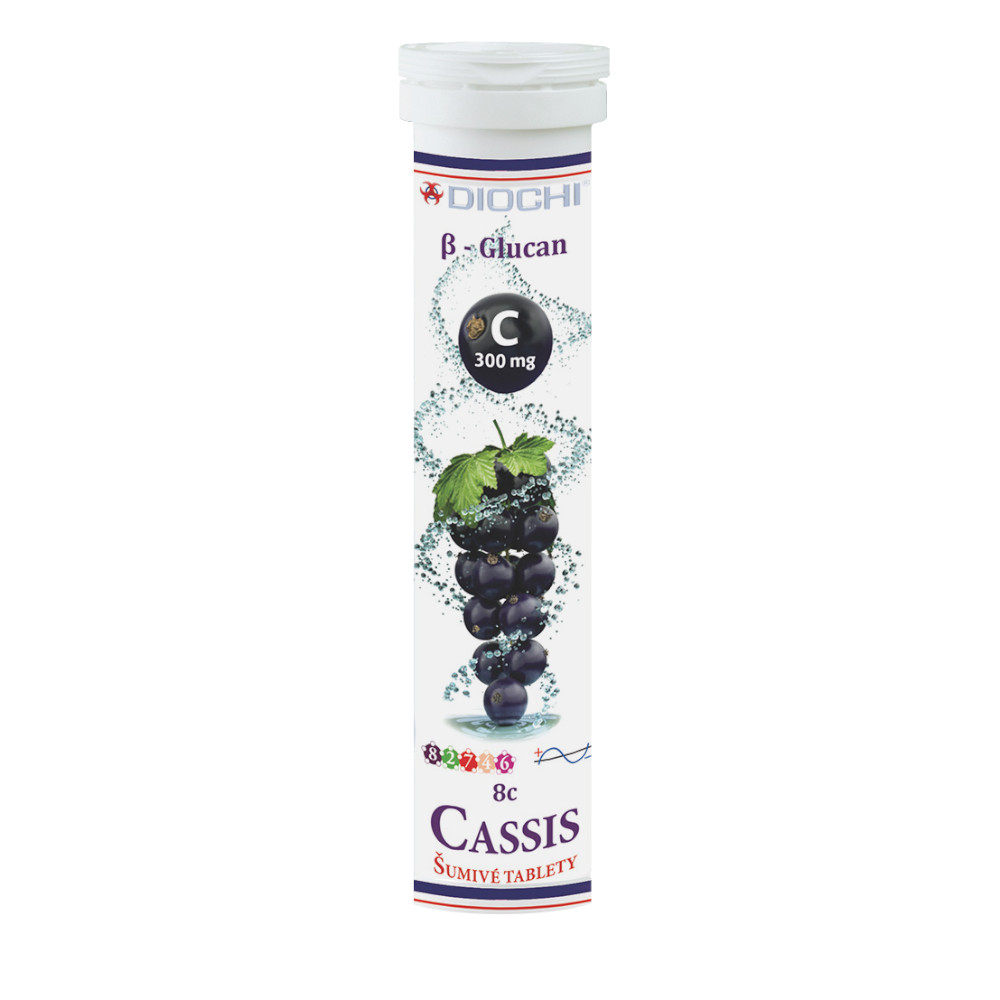 Витамин C Diochi Vitamin Cassis, 300 мг, с асаи и бета-глюканами, чёрная смородина, шипучие таблетки, 20 шт
