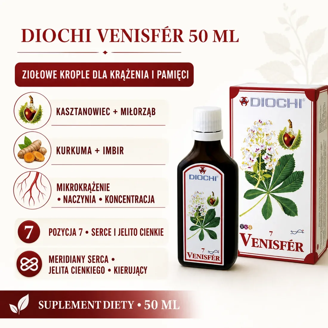 Diochi Venisfér 50 ml – krążenie, pamięć, koncentracja, meridiany i pozycja 7