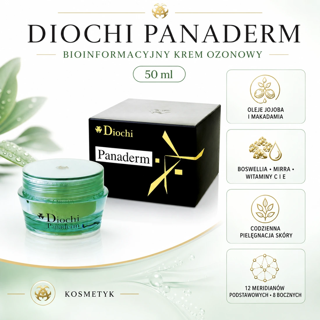 Diochi Panaderm 50 ml – bioinformacyjny krem ozonowy, skład i meridiany