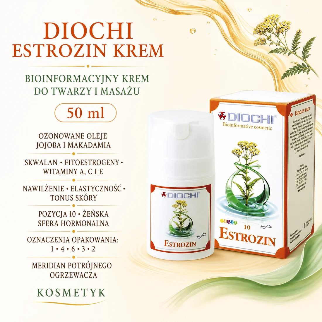 Diochi Estrozin Krem 50 ml – skład, pozycja 10, oznaczenia systemu Diochi i meridian