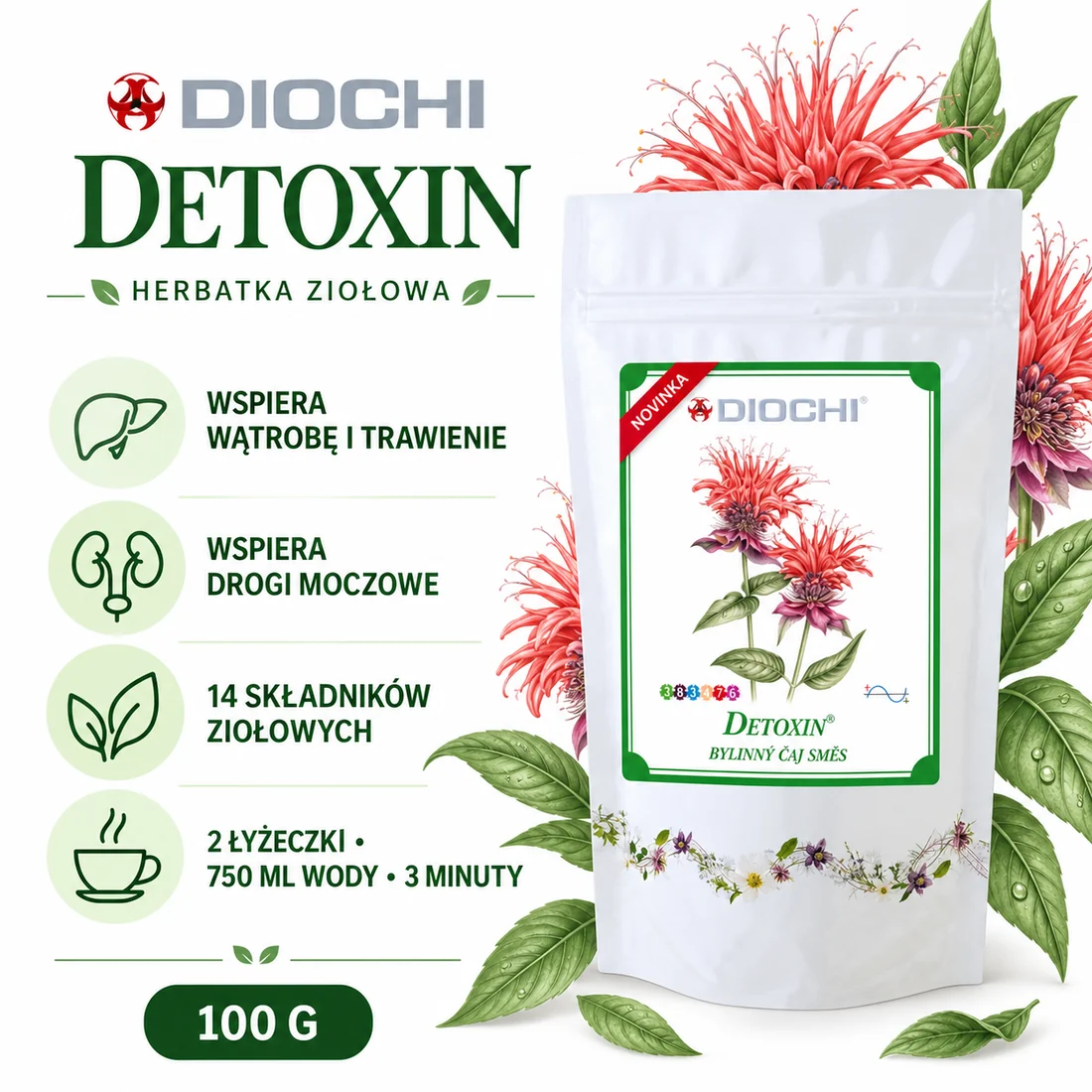 Diochi Herbatka Detoxin 100 g – zastosowanie, skład i sposób przygotowania