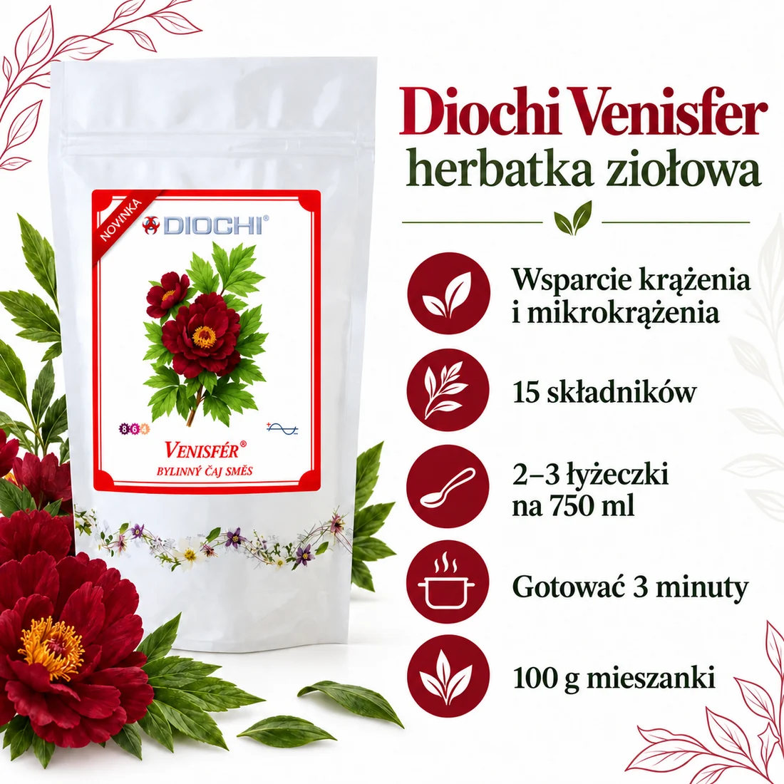 Diochi Venisfer 100 g – zastosowanie, skład i sposób przygotowania herbatki